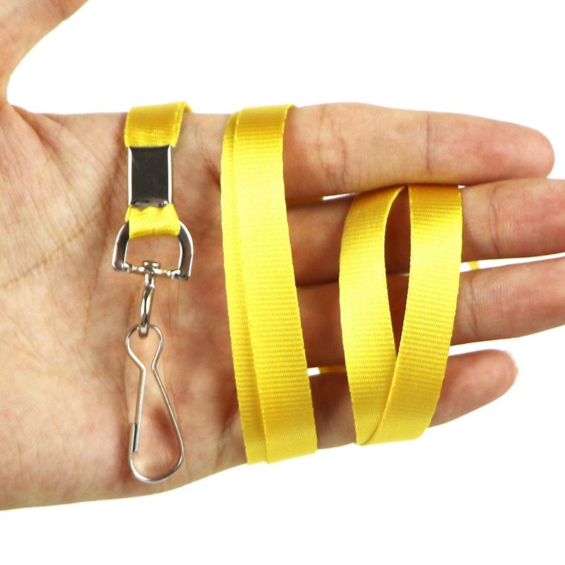 Bird Fiy Yellow Bulk Lanyards for Id Badges Nylon Neck Flat Lanyard for ID Name Badge Holder/Name Tag (Yellow, 50Pcs) - Image 3